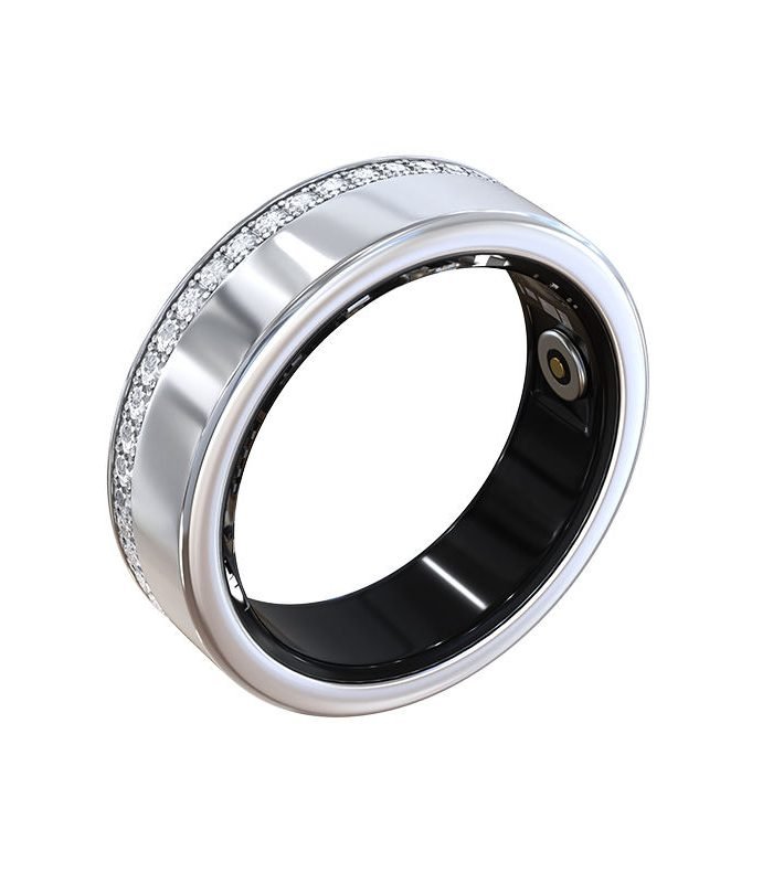 V2 Smart Ring Heart Rate with Elegant Diamond Look – Silver